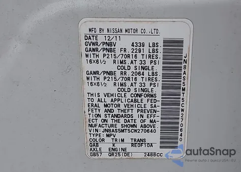 2012 Nissan Rogue S from USA, damaged, VIN JN8AS5MT5CW270640